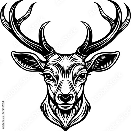 head of a deer vector, black head of a deer silhouette vector illustration,icon,svg,deer characters,Holiday t shirt,Hand drawn trendy Vector illustration,Face deer on black background
