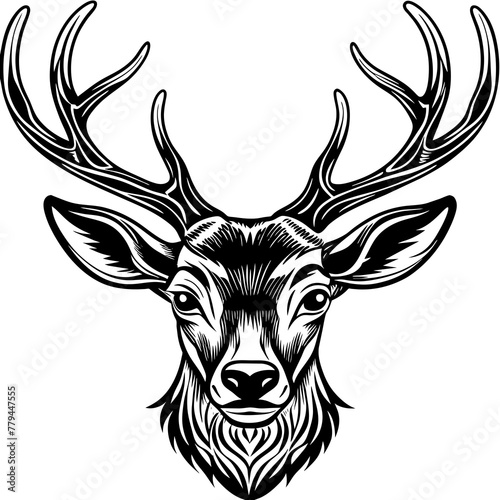 head of a deer vector, black head of a deer silhouette vector illustration,icon,svg,deer characters,Holiday t shirt,Hand drawn trendy Vector illustration,Face deer on black background