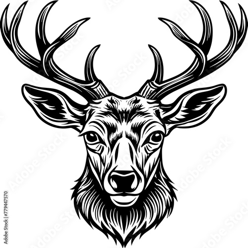 head of a deer vector, black head of a deer silhouette vector illustration,icon,svg,deer characters,Holiday t shirt,Hand drawn trendy Vector illustration,Face deer on black background