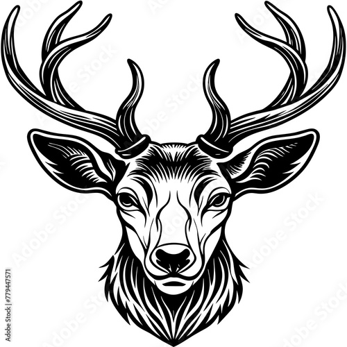 head of a deer vector, black head of a deer silhouette vector illustration,icon,svg,deer characters,Holiday t shirt,Hand drawn trendy Vector illustration,Face deer on black background