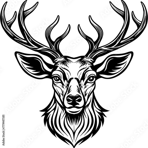 head of a deer vector, black head of a deer silhouette vector illustration,icon,svg,deer characters,Holiday t shirt,Hand drawn trendy Vector illustration,Face deer on black background