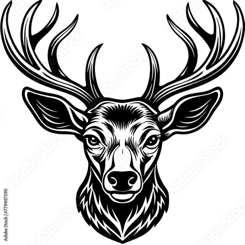 head of a deer vector  black head of a deer silhouette vector illustration icon svg deer characters Holiday t shirt Hand drawn trendy Vector illustration Face deer on black background