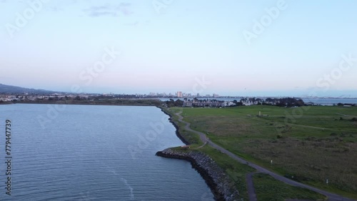 Wallpaper Mural Aerial drone views of the Berkeley California Marina at Sunset. Cityscape Torontodigital.ca
