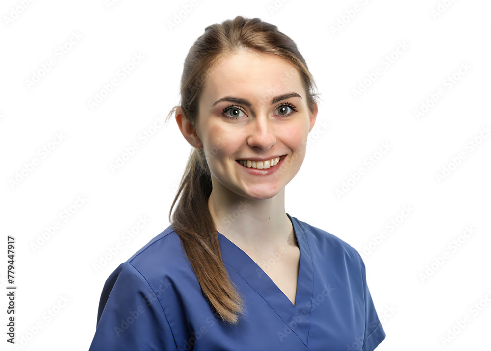 portrait of successful cheerful female doctor over on white portrait of successful cheerful female doctor over on white