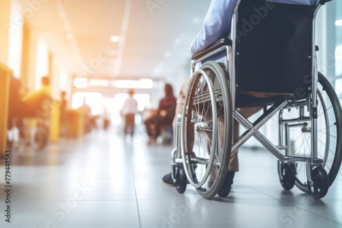 Wheelchair, man sitting in wheelchair in hospital, healthcare