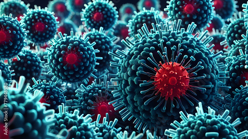 3d illustration model of a virus, AI generated © Kim
