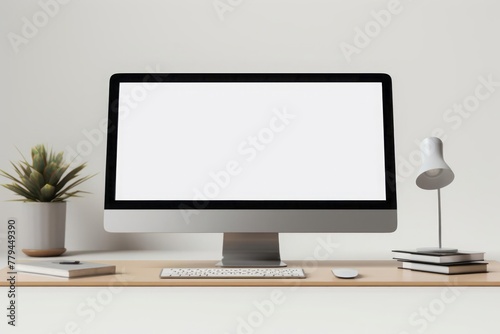 Monitor with blank white screen for your text or image