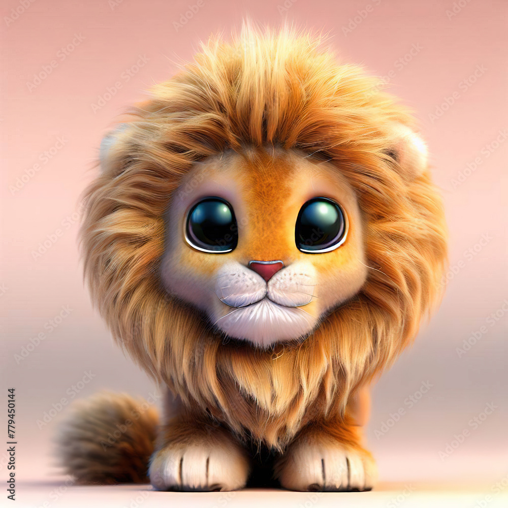 Obraz premium 3D furry forest animal with beautiful colors and white background. with Generative AI technology 