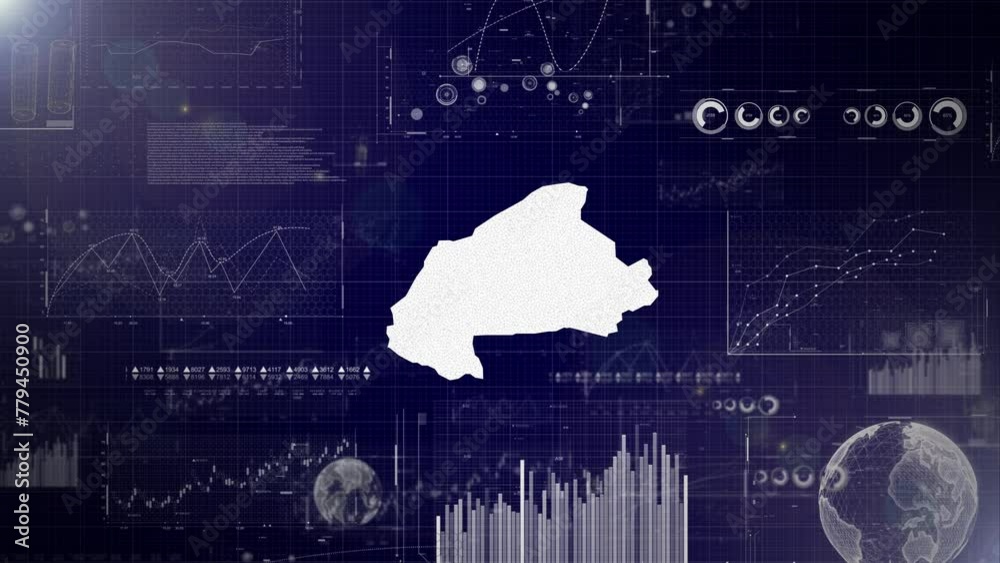 Burkina Faso Country Corporate Background With Abstract Elements Of Data analysis charts I Showcasing Data analysis technological Video with globe,Growth,Graphs,Statistic Data of Burkina Faso Country