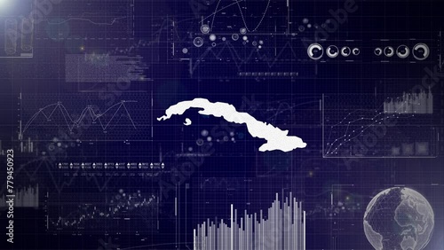 Cuba Country Corporate Background With Abstract Elements Of Data analysis charts I Showcasing Data analysis technological Video with globe,Growth,Graphs,Statistic Data of Cuba Country photo
