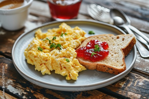 breakfast scrambled eggs and toast