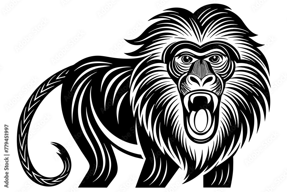 mandrill silhouette vector illustration