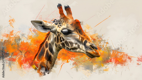 giraffe on a transparent background PNG, generative Ai