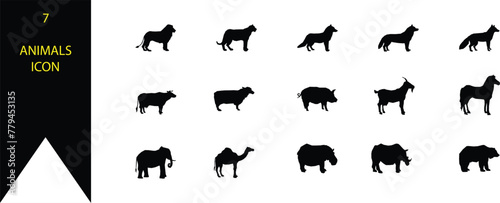Icons set. Animal icons set. Black icon and white background