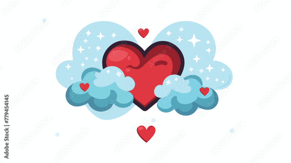 Heart shape with clouds. Valentines Day selebration flat