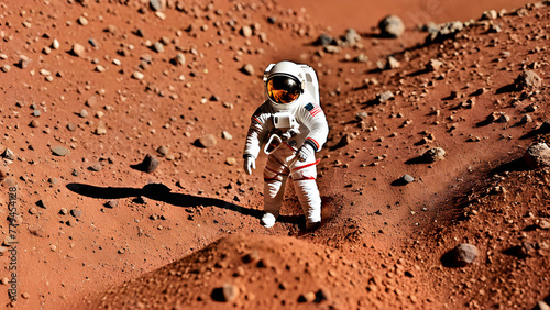 Astronaut miniature on the Mars, AI generated © Kim