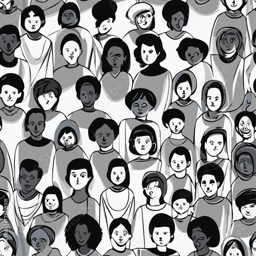 Group of Cartoon Characters in Various Patterns with Smiling Faces