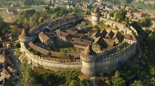 A historic representation of a medieval fortress AI generated illustration