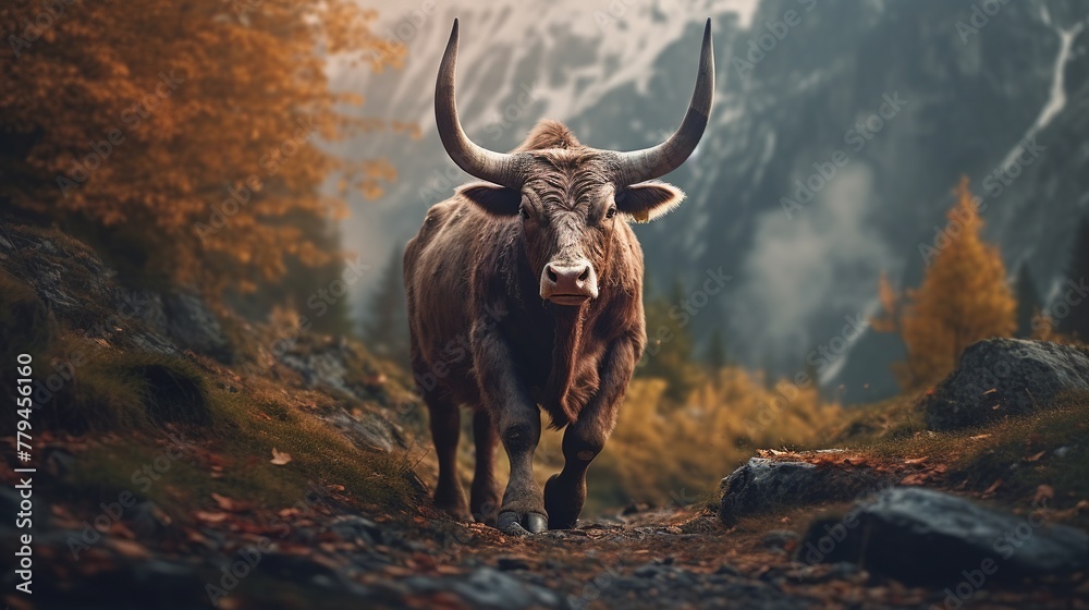 Naklejka premium Buck in the savannah at sunset