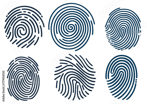 set black and white fingerprint vector
