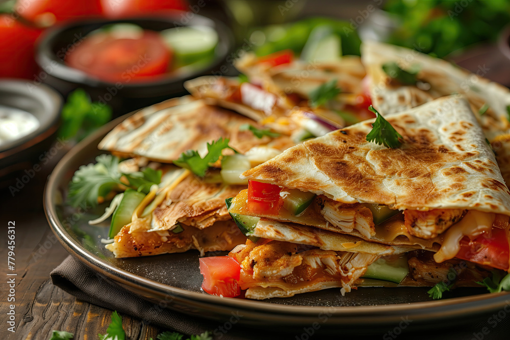 Mexican quesadilla with chicken and vegetables Mexican quesadilla with chicken and vegetables