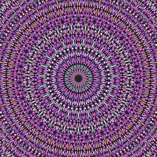 Abstract oriental flower mosaic background - floral colorful hypnotic psychedelic vector graphic design