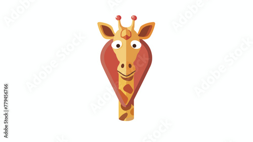 Map Pin Pointer Giraffe Face Icon flat vector isolated