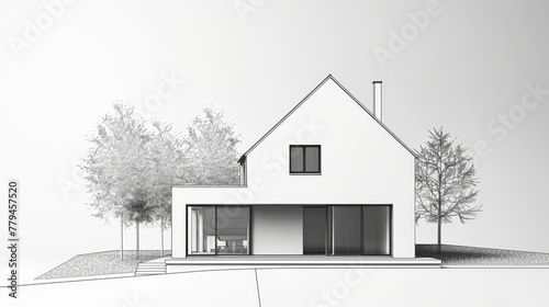 A minimalist drawing of a geometric house AI generated illustration