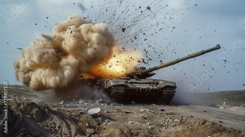 tank explosion on the battlefield