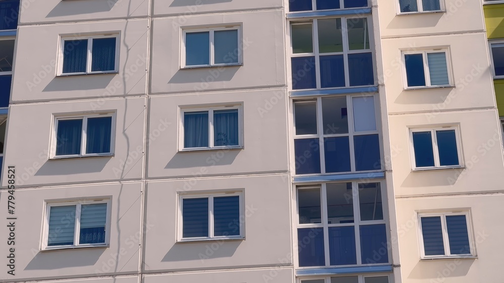 The windows of a residential high-rise building.