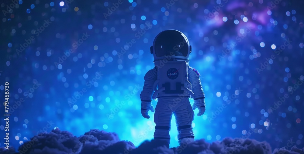 A peaceful D render of a cartoon-style astronaut exploring space AI generated illustration A peaceful D render of a cartoon-style astronaut exploring space AI generated illustration