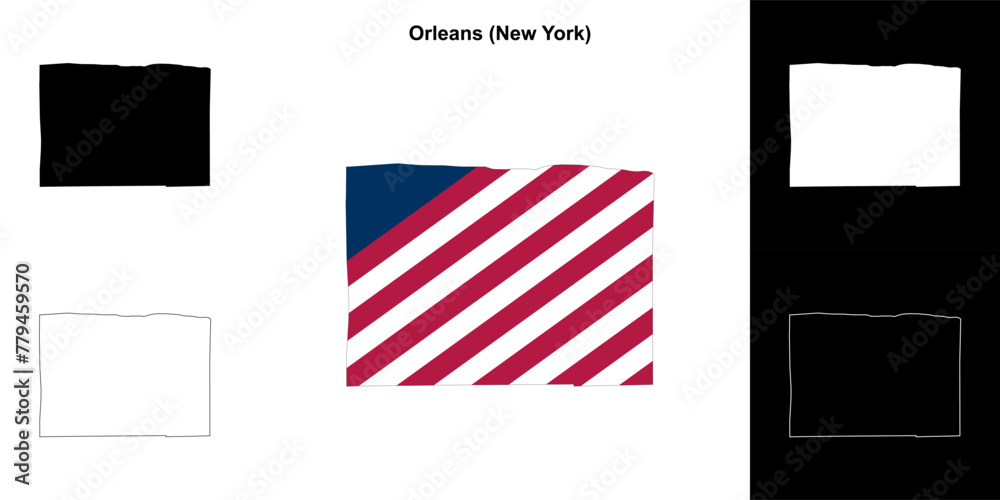 Orleans County (New York) outline map set Orleans County (New York) outline map set