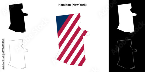 Hamilton County (New York) outline map set