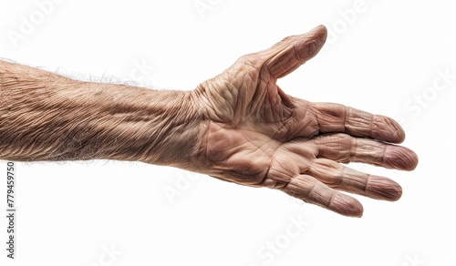 Persons hand with dirty hands on white background photo