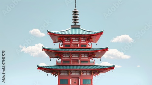 A realistic illustration of a traditional Japanese pagoda  AI generated illustration