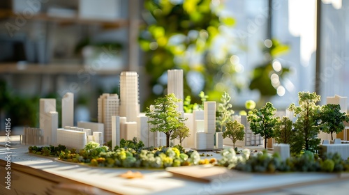 Bustling Urban Skyline with Towering Skyscrapers and Verdant Greenery in Modern Cityscape