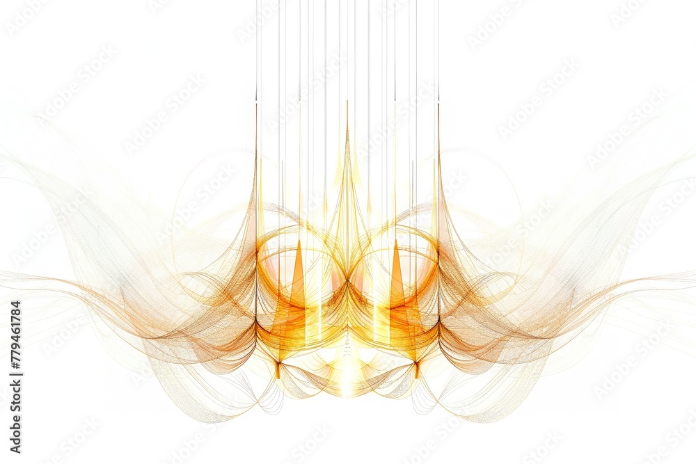 Contemporary chandelier, abstract lines, isolated, white background, digital, radiant light effect. Contemporary chandelier, abstract lines, isolated, white background, digital, radiant light effect.