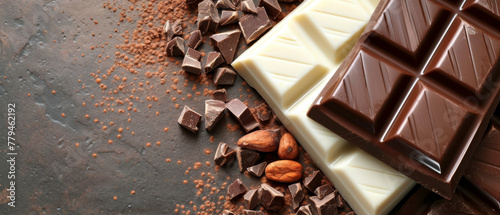 Close Up of Chocolate Bar and Nuts