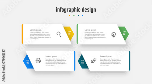 infographic design presentation business infographic template with 4 options, can be used for workflow diagram, info chart, web design. vector illustration.