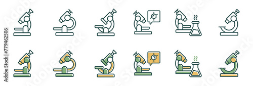 science microscope icon vector set microbiology laboratory research equipment microscope tools signs illustration