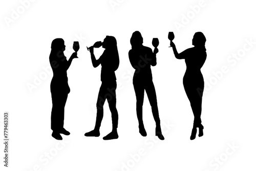 women drinking silhouette  girls drinking silhouette vector 