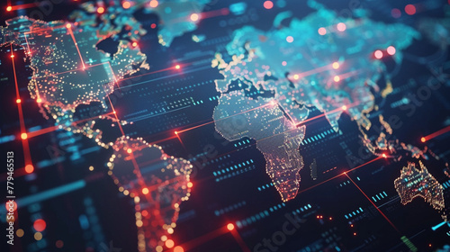 世界地図、グローバルネットワークと接続の概念GenerativeAI