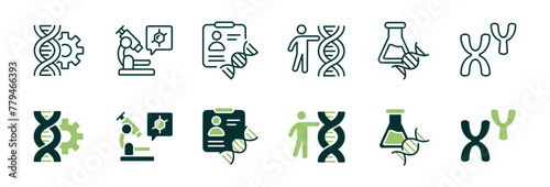 chromosome helix genetic dna icon vector set molecular biotechnology gene curve wave signs illustration