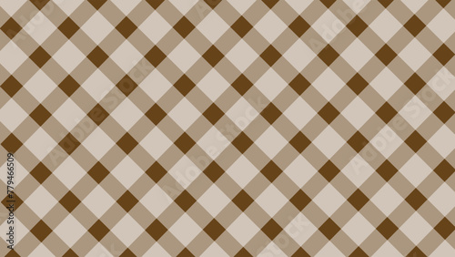 Brown and white seamless pattern diagonal checkered background