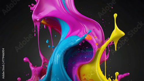 Colorful paint splash. A rainbow of colors explosion on a black background.