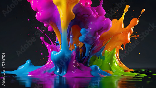 Colorful paint splash. A rainbow of colors explosion on a black background.