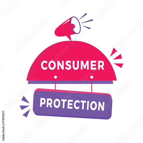 Consumer protection label icon for announcement, advertising, vector. Flat design hanging banner, advertising, announcement.