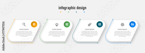 Infographics design template. timeline with 4 steps, options. can be used for workflow diagram, info chart, web design. vector illustration.