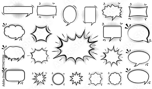 set of speech bubble frame banner label