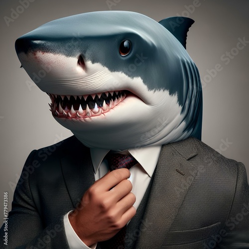 Studio Shot of a business shark in Business clothes.